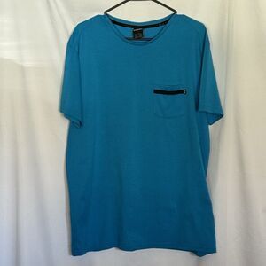 OAKLEY O Men’s Hydrolix T-shirt Aqua Blue Pocket Tee Performance Logo Size XL